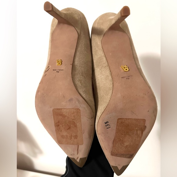 Veronica Beard Lisa Suede Point Toe Pumps Sandstone Nude 7 - Picture 6 of 7